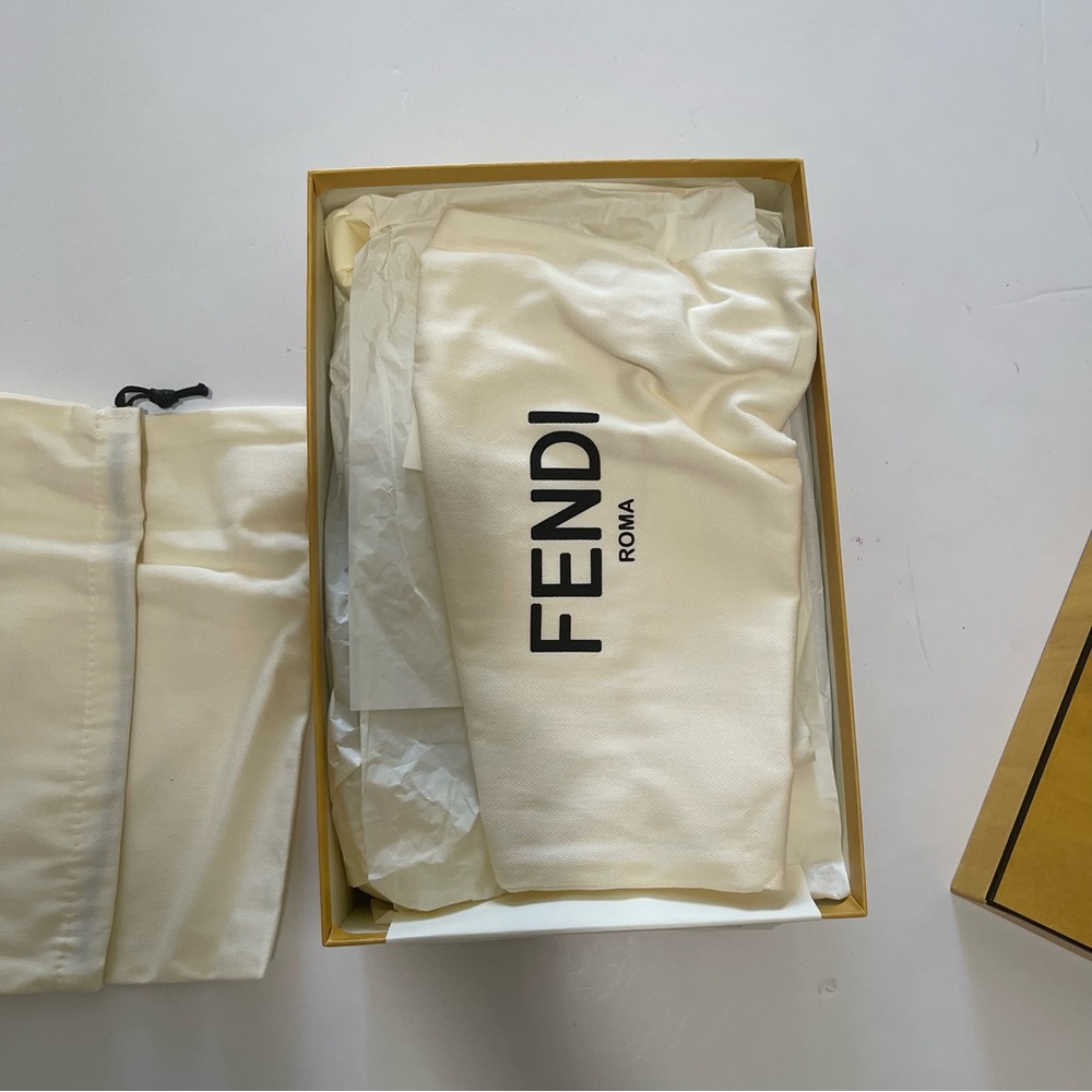 Fendi First Metallic F-Heel Mule Sandals - Picture 12 of 15